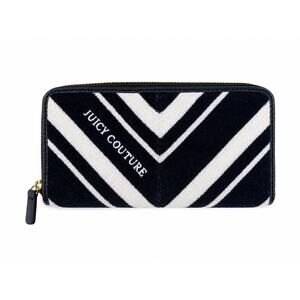 Vintage Juicy Couture Navy White Chevron Continental Zip-Around Wallet Clutch